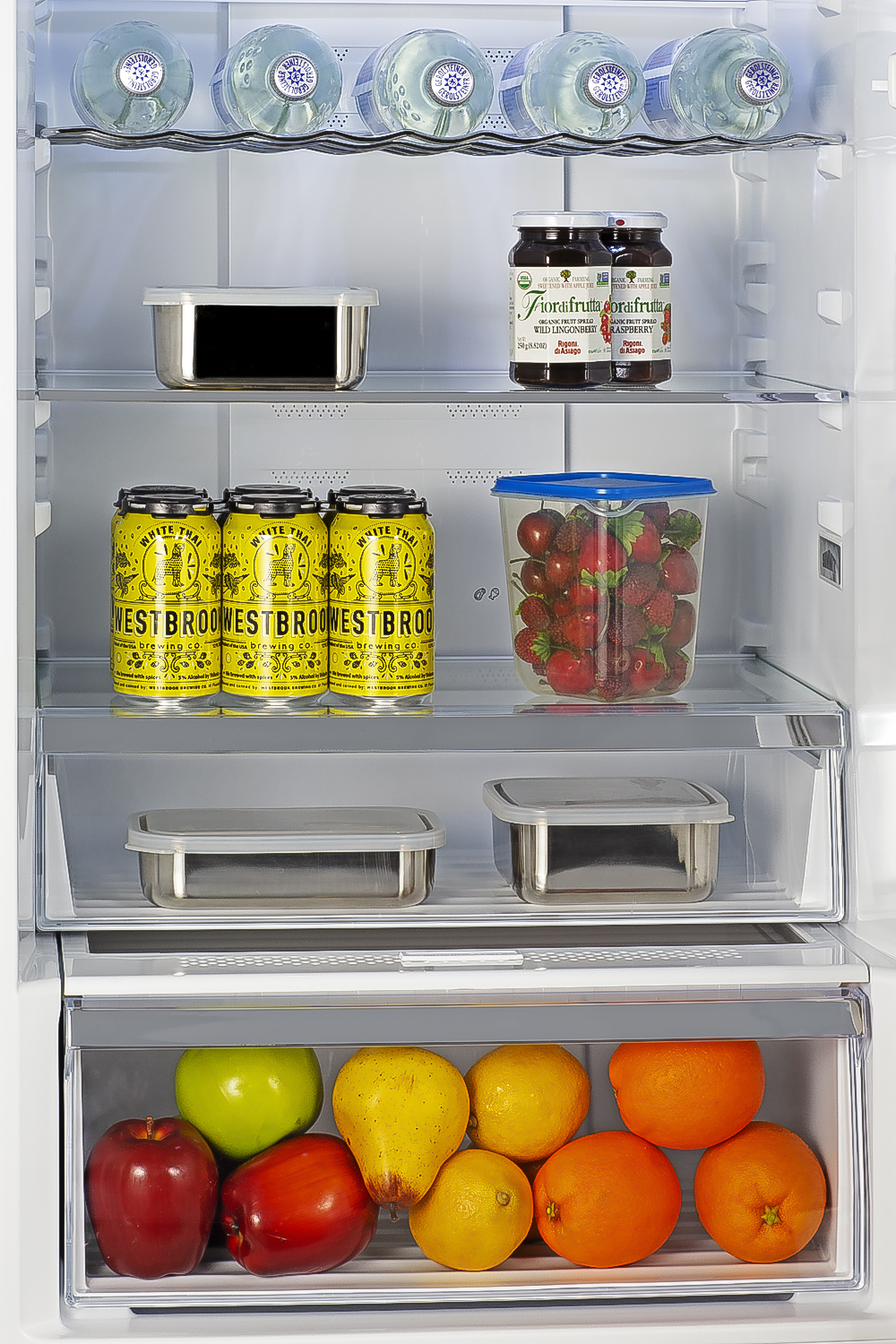 ENERGY STAR certified bottom freezer refrigerator in a stainless steel look with digital controls and a counter depth fit